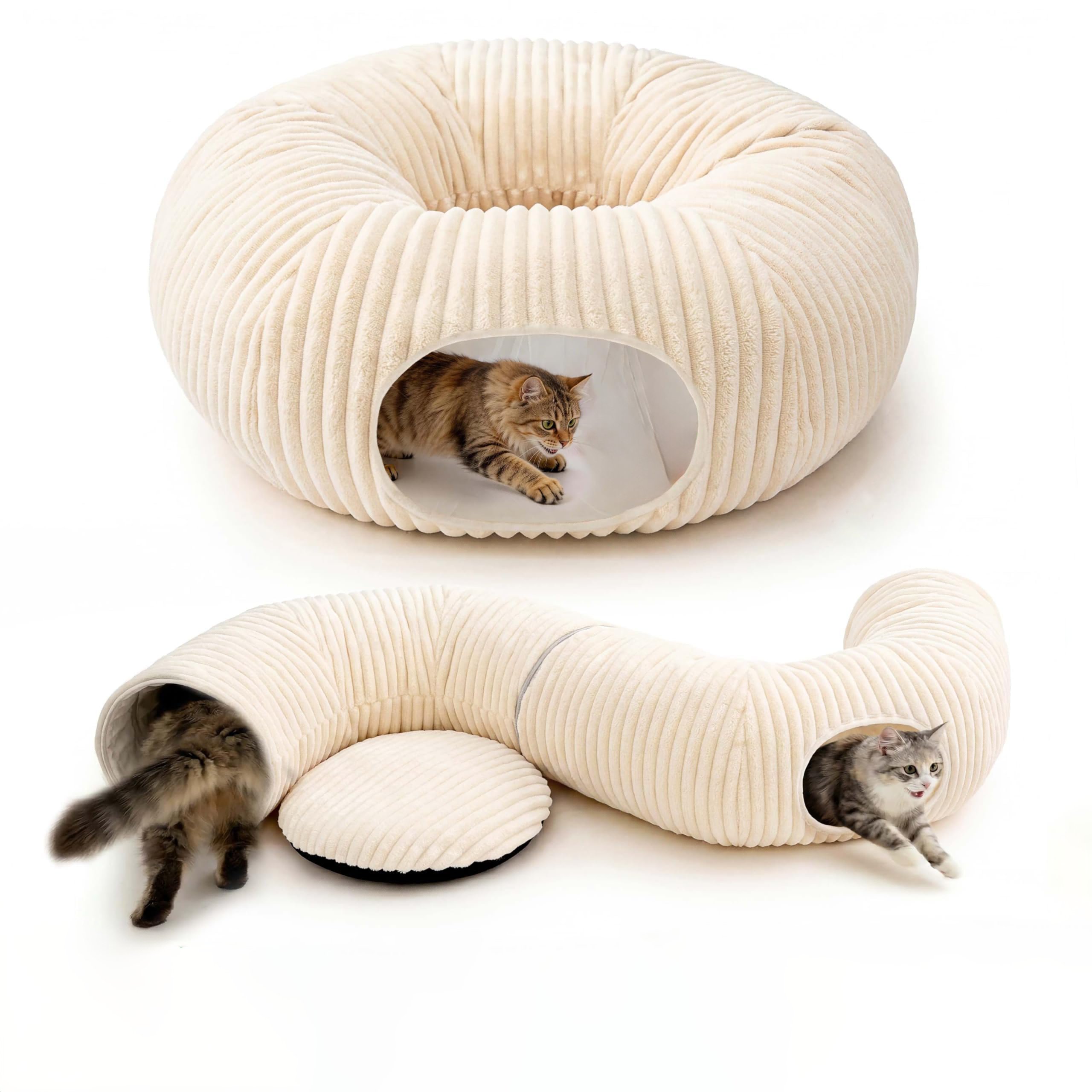 Cat Tunnel Bed with Toys