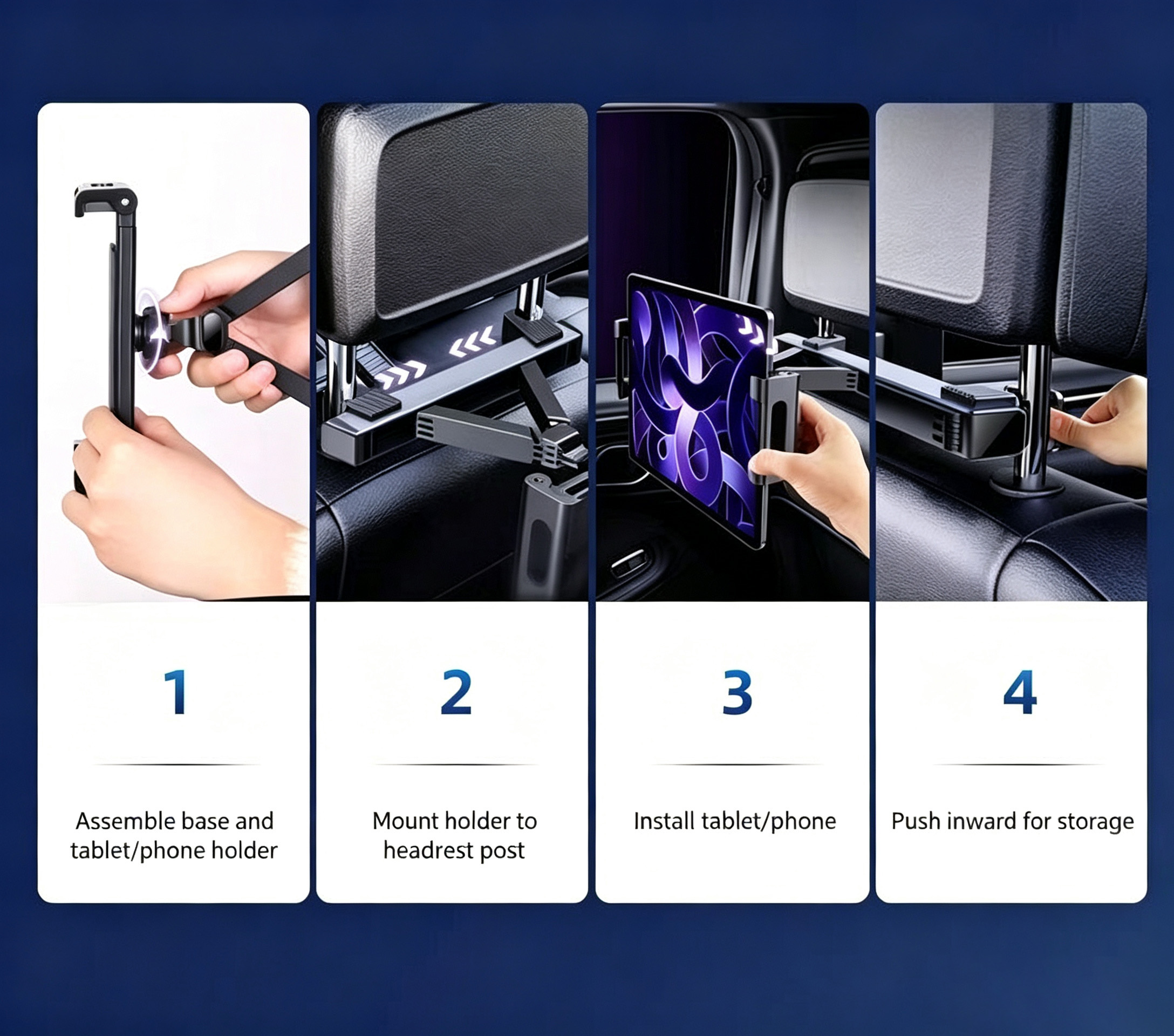 Car Headrest Tablet Holder