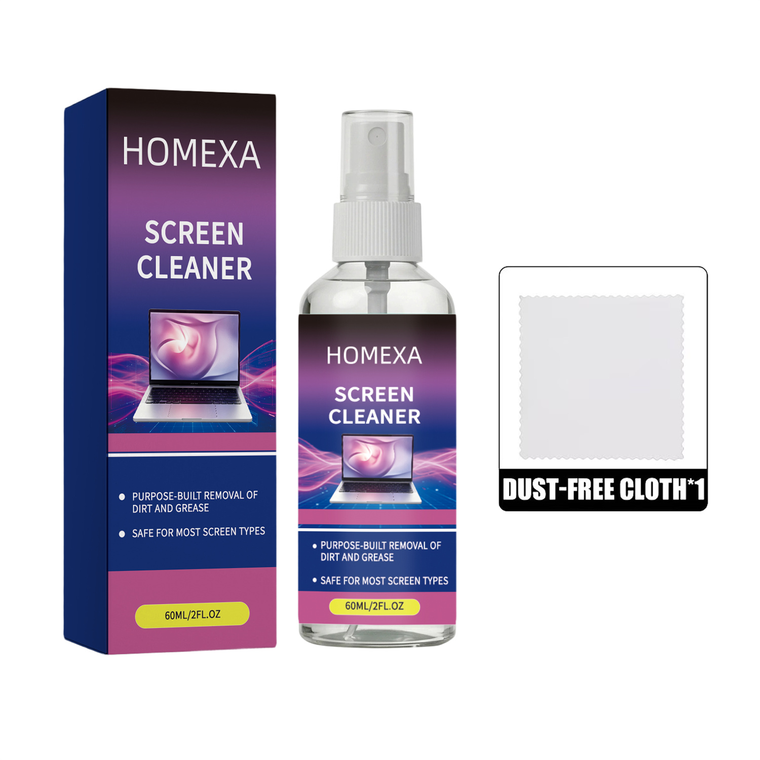 Screen Cleaner Spray & Cloth Kit